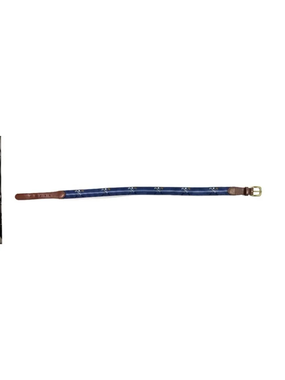 Smathers & Branson Crossed Clubs Needlepoint Golf Belt Navy Sz 32 Hand Stitched